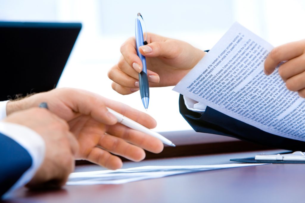 signing a document