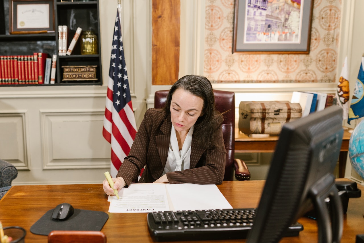 in the office
